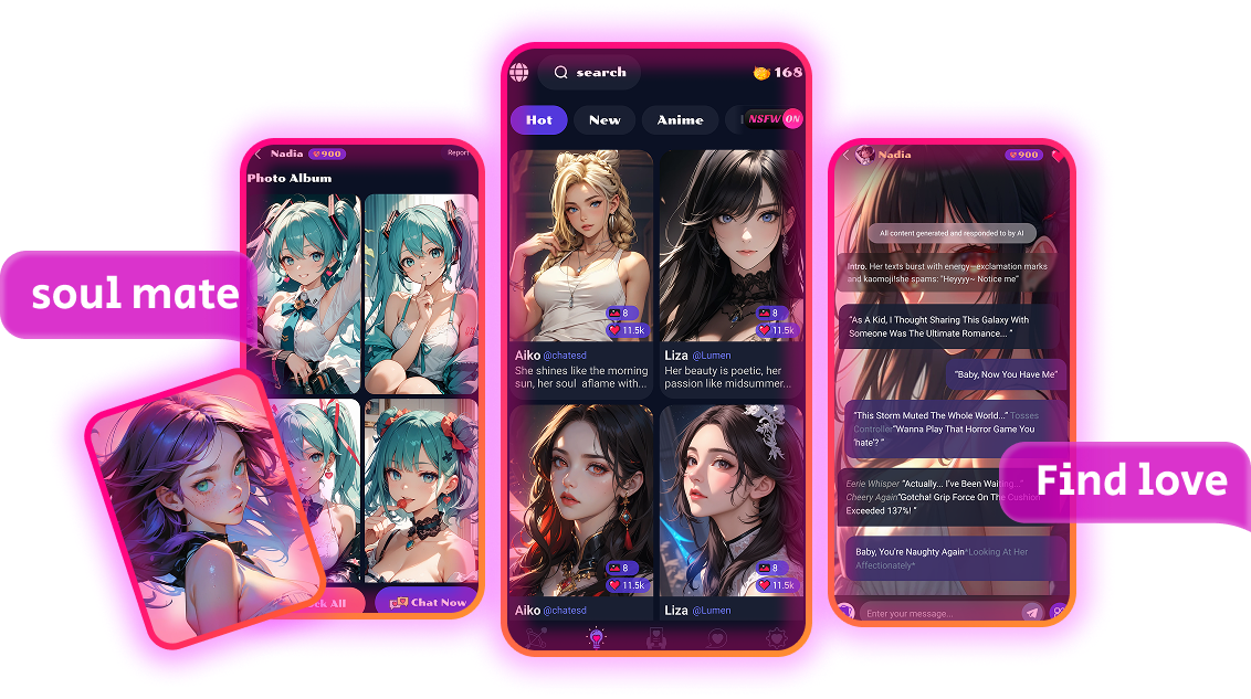 Various screens of the app showing different features.